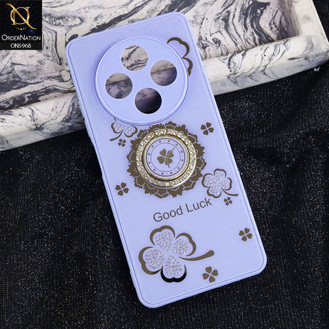 Tecno Spark 30 4G Cover - Purple -  New Trendy Good Luck Soft Bordered Shiny Case With Rhinestoned Metal Ring