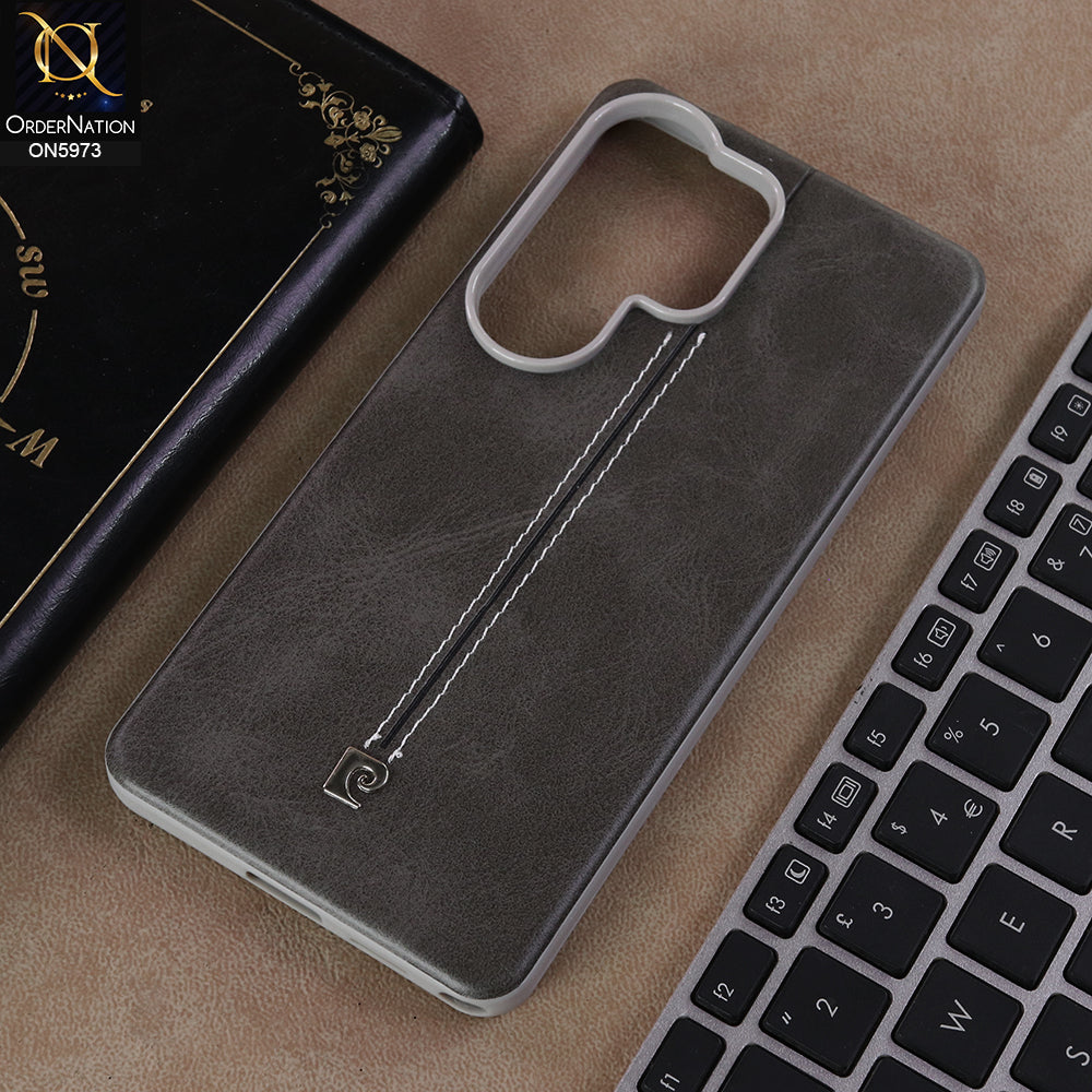 Samsung Galaxy S26 Ultra - Gray - New Preimuim Quality Leather Case – Protective Executive Shield with Contrast Stitching
