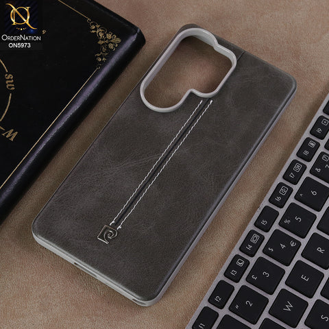 Samsung Galaxy S26 Ultra - Gray - New Preimuim Quality Leather Case – Protective Executive Shield with Contrast Stitching