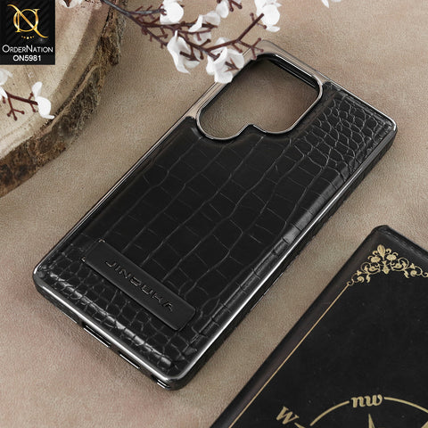 Samsung Galaxy S25 Ultra - Black - JINDUKA Urban Elite Crock Texture Case with Metallic Camera Ring