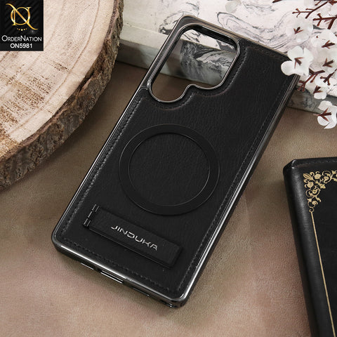 Samsung Galaxy S25 Ultra - Black - JINDUKA Shockproof Leather Case with Ring Magnet and Stand