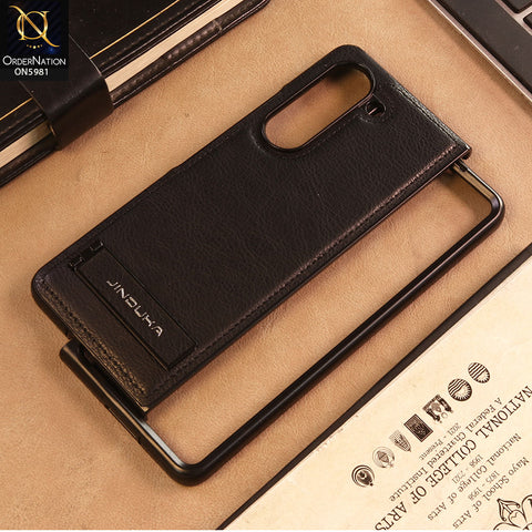 Samsung Galaxy Z Fold 5 5G - Black - JINDUKA Shockproof Leather Case with Ring Magnetic and Stand