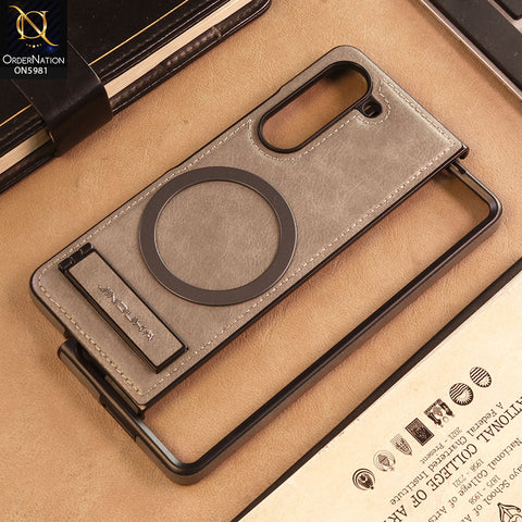 Samsung Galaxy Z Fold 5 5G - Gray - JINDUKA Shockproof Leather Case with Ring Magnetic and Stand