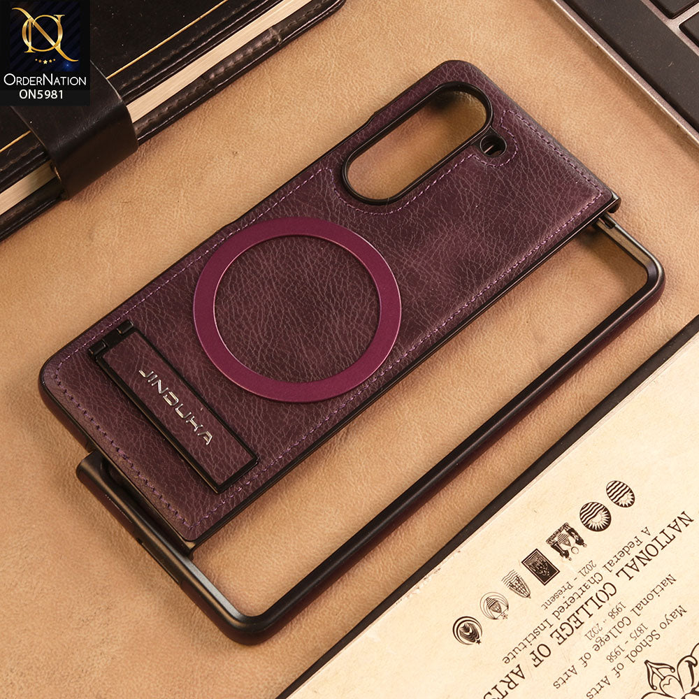 Samsung Galaxy Z Fold 5 5G - Purple - JINDUKA Shockproof Leather Case with Ring Magnetic and Stand