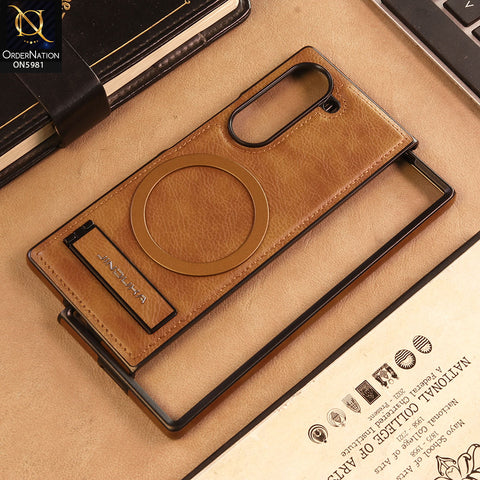 Samsung Galaxy Z Fold 6 5G -Brown - JINDUKA Shockproof Leather Case with Ring Magnetic and Stand
