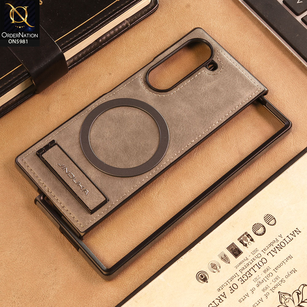 Samsung Galaxy Z Fold 6 5G - Gray - JINDUKA Shockproof Leather Case with Ring Magnetic and Stand