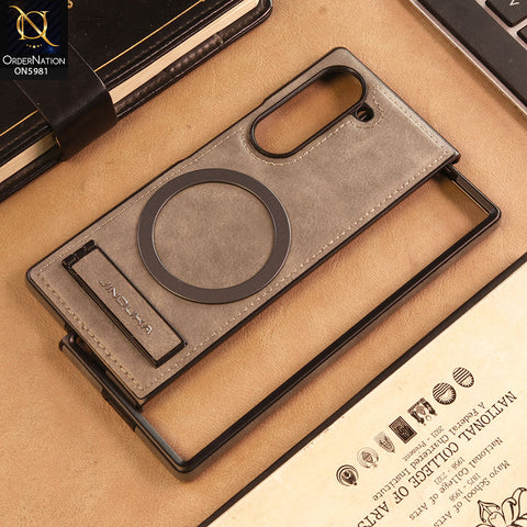 Samsung Galaxy Z Fold 6 5G - Gray - JINDUKA Shockproof Leather Case with Ring Magnetic and Stand