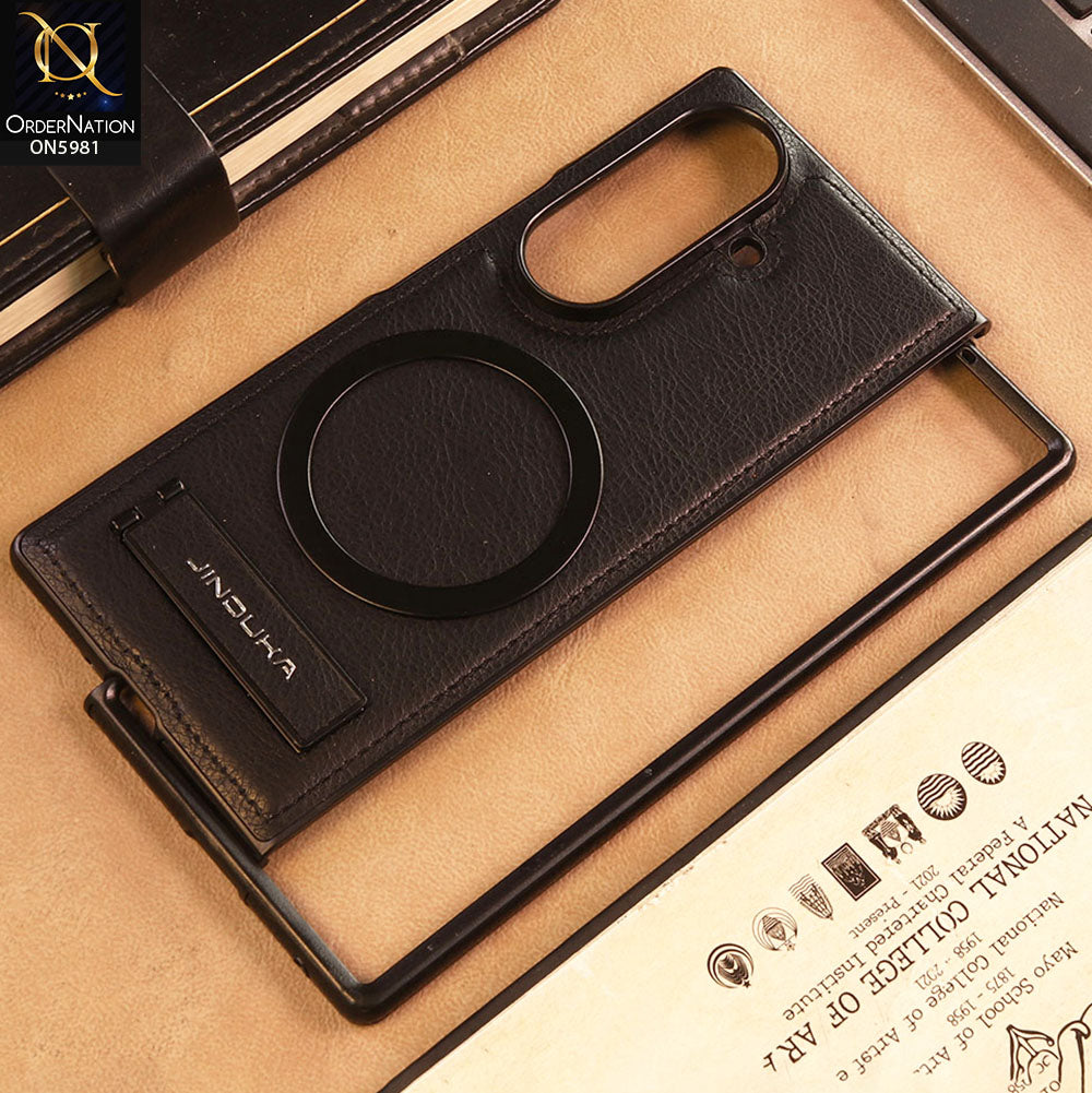 Samsung Galaxy Z Fold 7 - Black - JINDUKA Shockproof Leather Case with Ring Magnetic and Stand