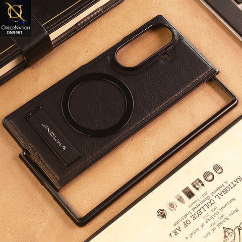 Samsung Galaxy Z Fold 7 - Black - JINDUKA Shockproof Leather Case with Ring Magnetic and Stand