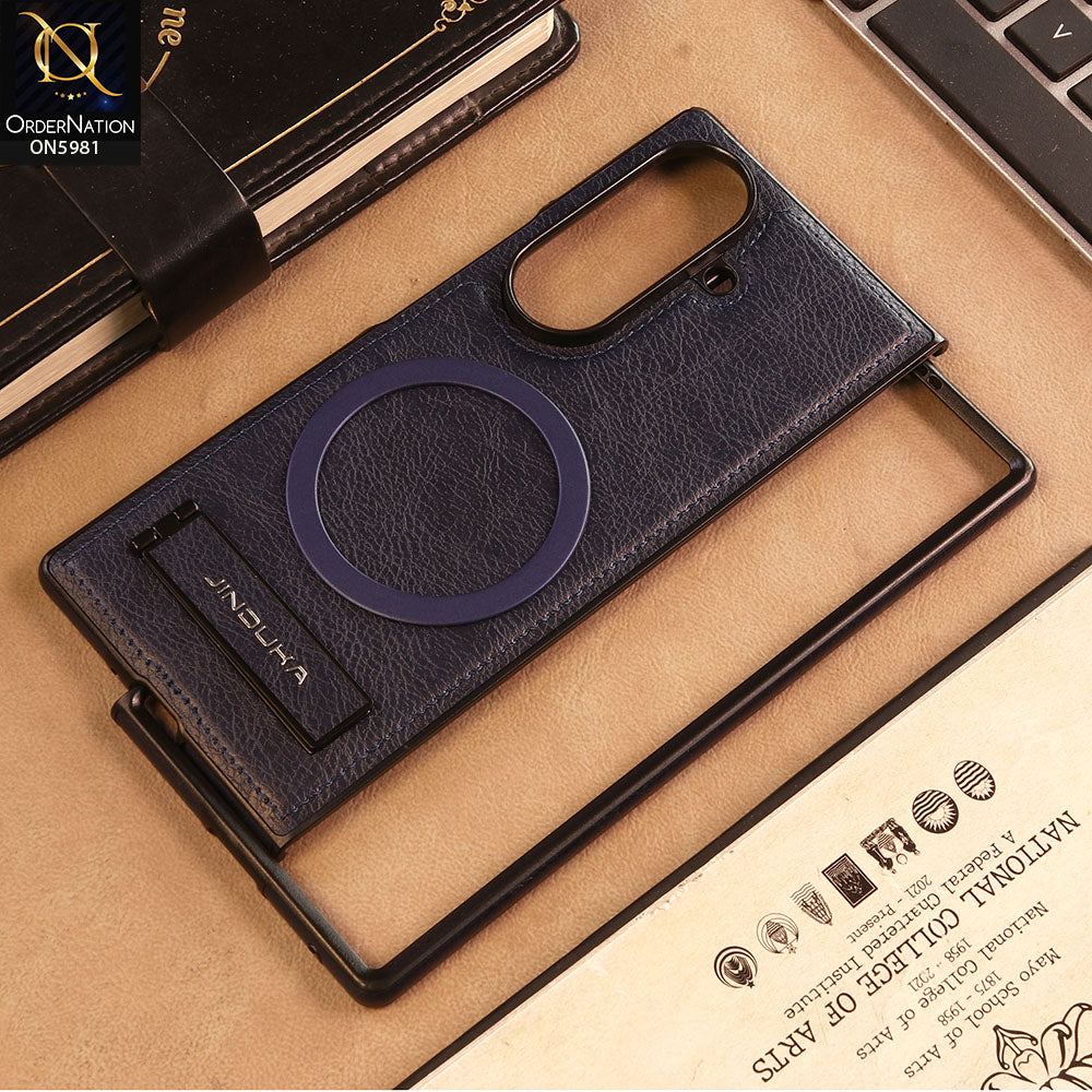 Samsung Galaxy Z Fold 7 - Blue - JINDUKA Shockproof Leather Case with Ring Magnetic and Stand