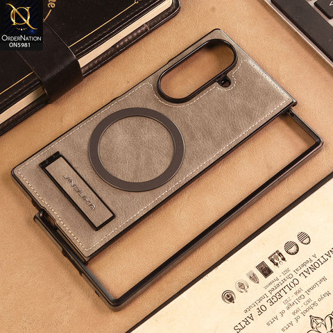 Samsung Galaxy Z Fold 7 - Gray - JINDUKA Shockproof Leather Case with Ring Magnetic and Stand