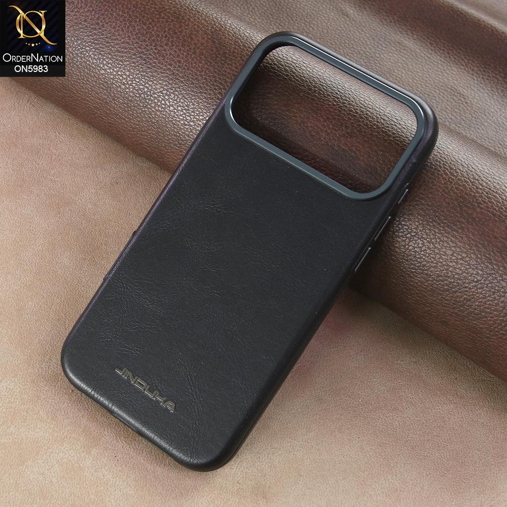 iPhone 17 Pro Max - Black - New Jinduka Vintage Matte Leather Back Cover with Camera Guard