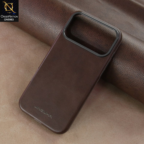iPhone 17 Pro Max - Dark Brown - New Jinduka Vintage Matte Leather Back Cover with Camera Guard