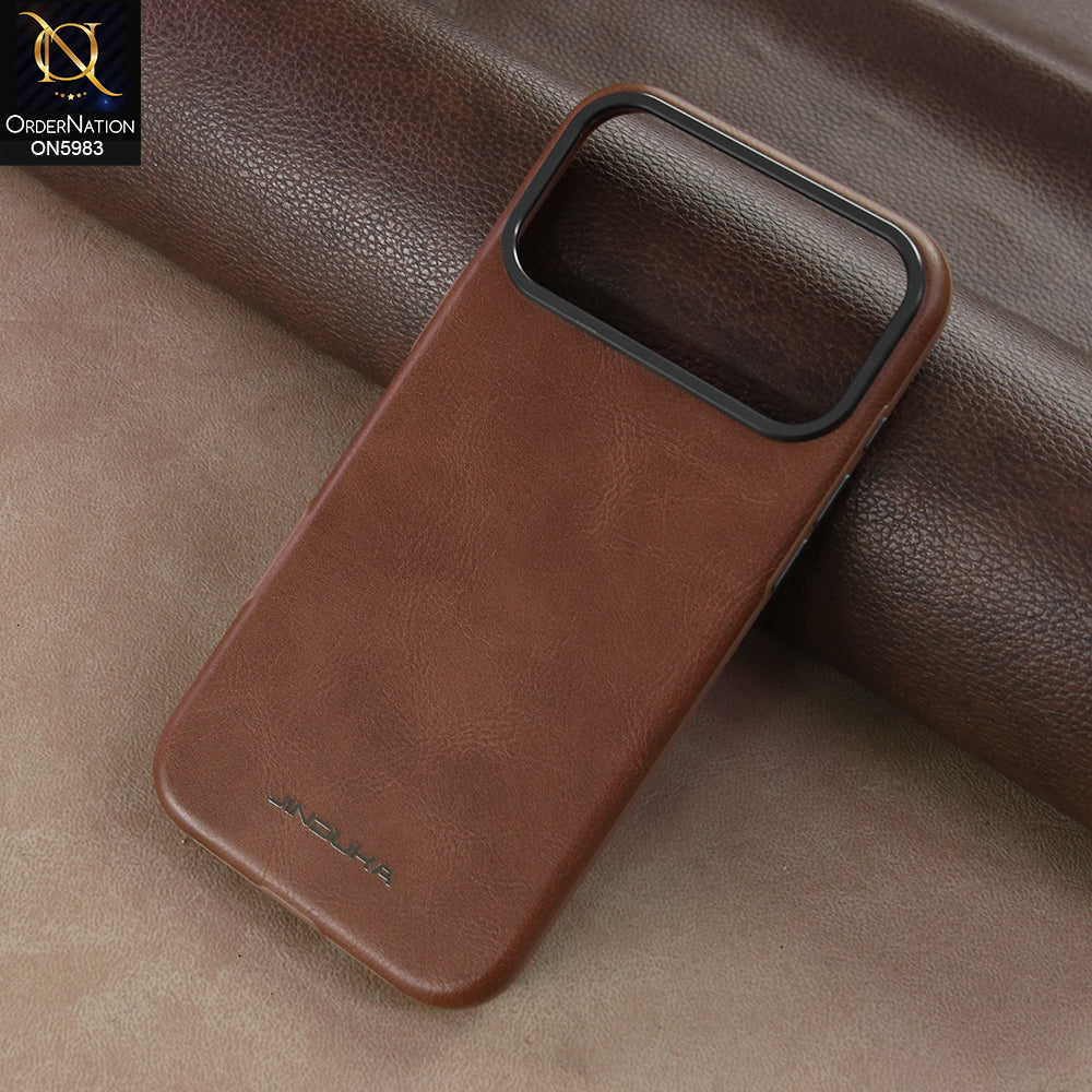 iPhone 17 Pro Max - light Brown - New Jinduka Vintage Matte Leather Back Cover with Camera Guard
