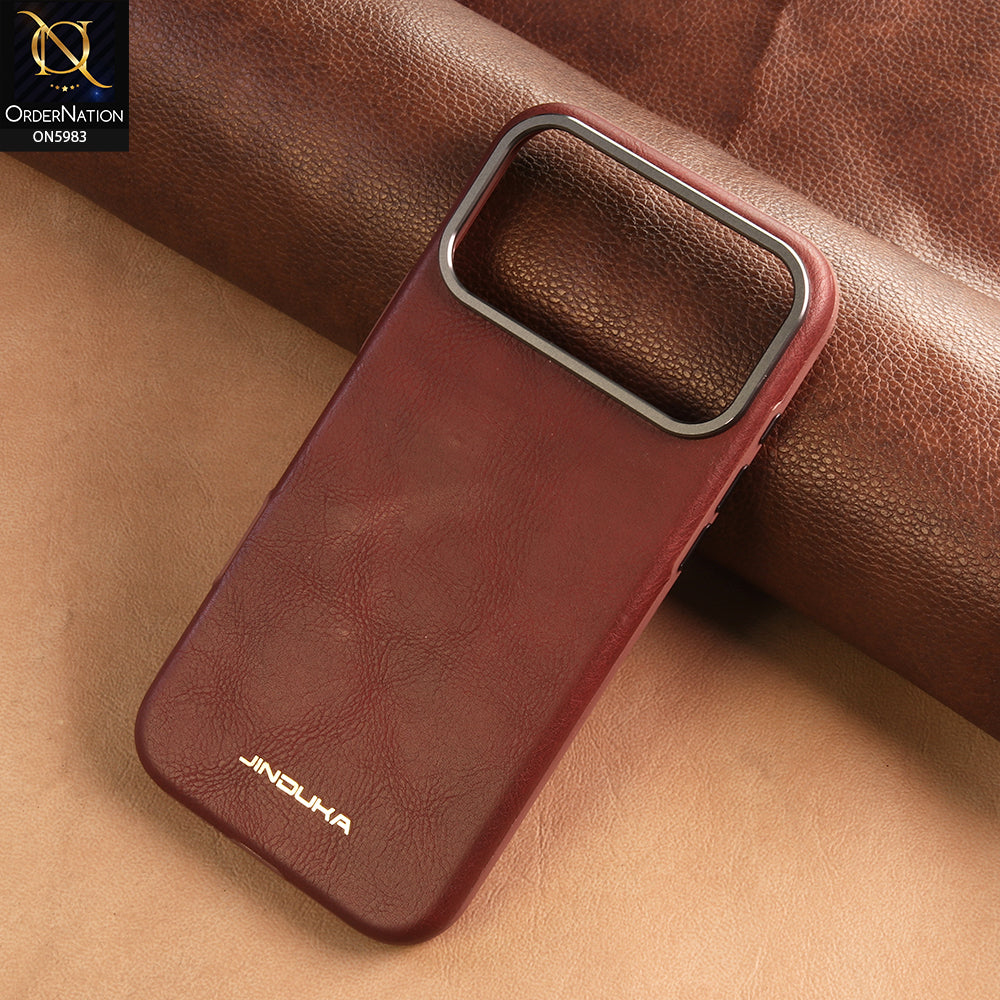 iPhone 17 Pro Max Cover -  Red - New Jinduka Vintage Matte Leather Back Cover with Camera Guard