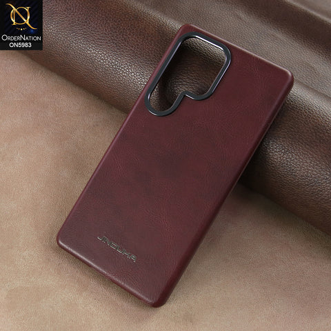 Samsung Galaxy S25 Ultra - Maroon - New Jinduka Vintage Matte Leather Back Cover with Camera Guard