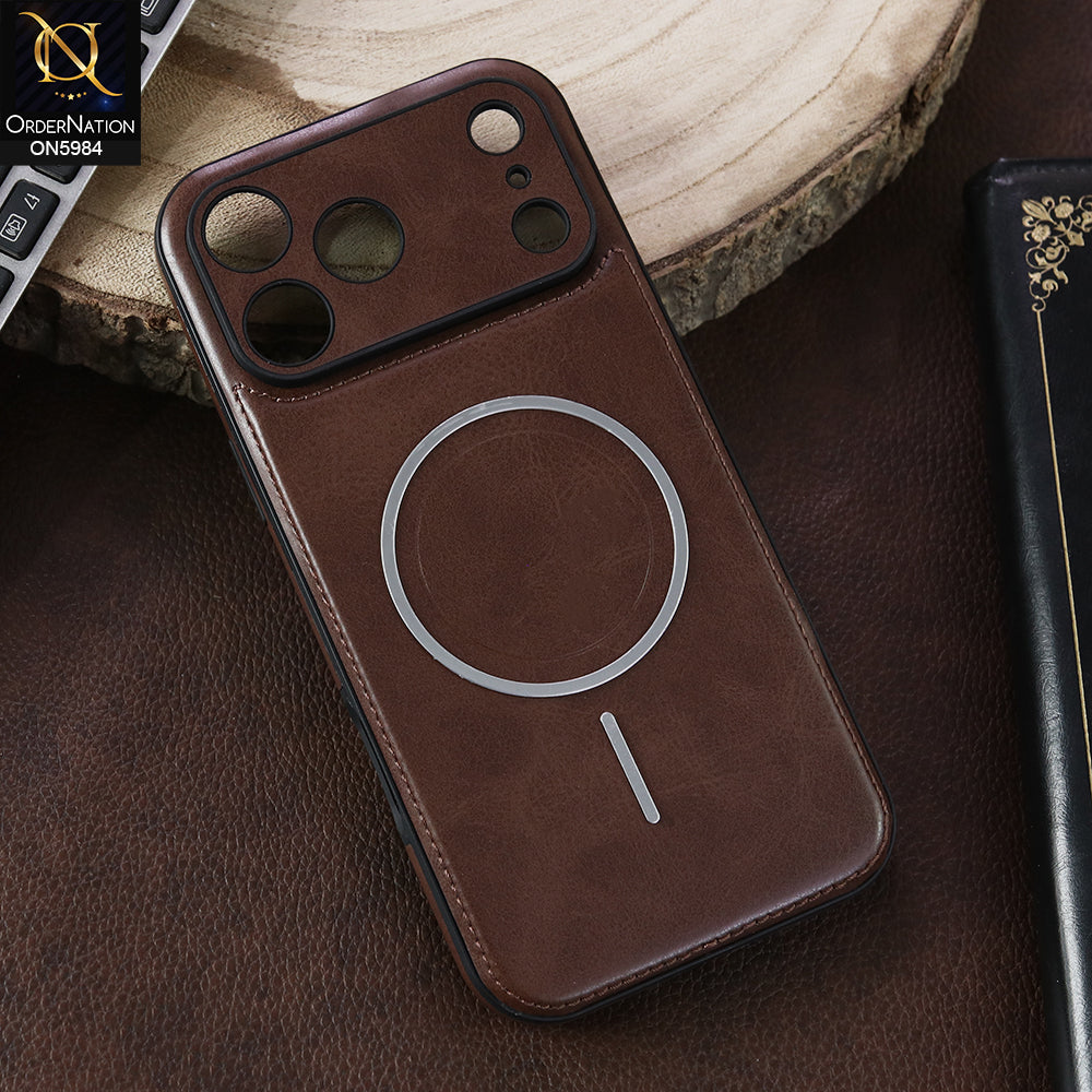 iPhone 17 Pro Max - Brown - New Jinduka Luxury Tan Leather Magnetic Case for iPhone 17 Pro Max with Camera Guard