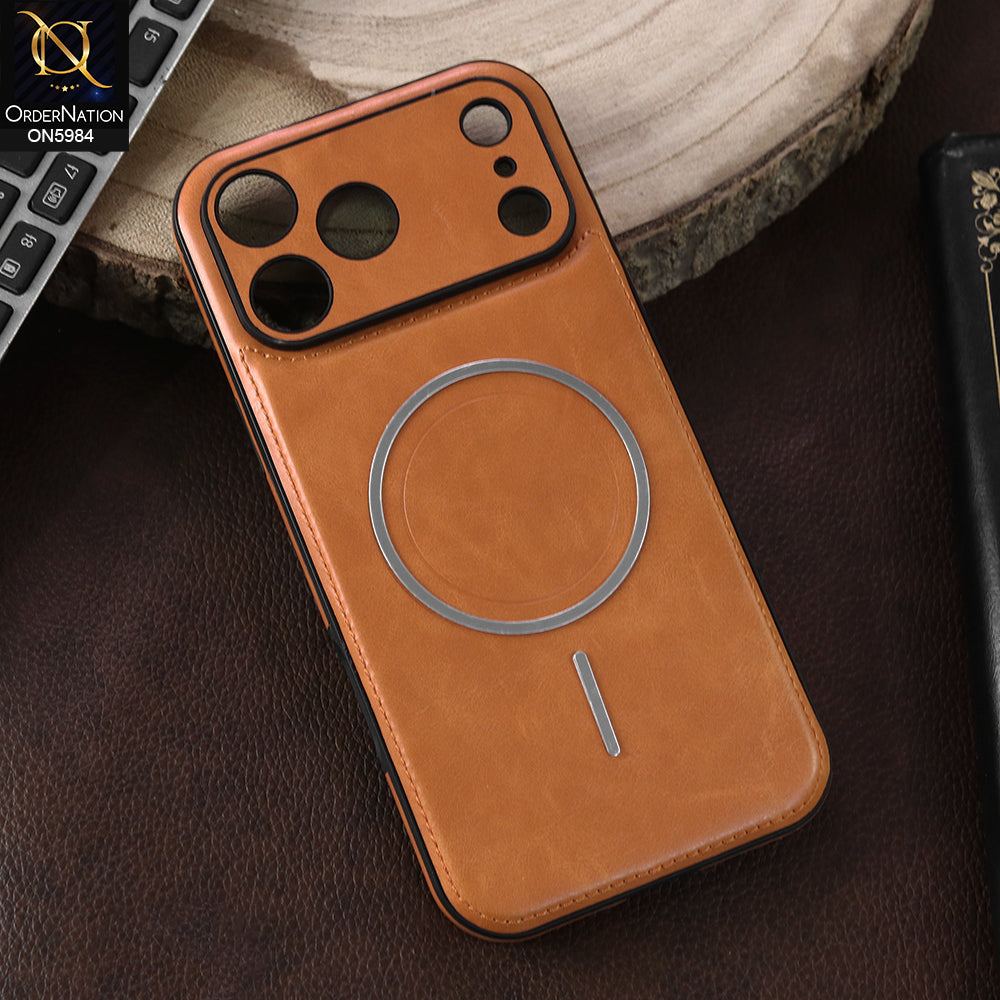 iPhone 17 Pro Max - Orange - New Jinduka Luxury Tan Leather Magnetic Case for iPhone 17 Pro Max with Camera Guard