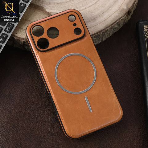 iPhone 17 Pro Max - Orange - New Jinduka Luxury Tan Leather Magnetic Case for iPhone 17 Pro Max with Camera Guard