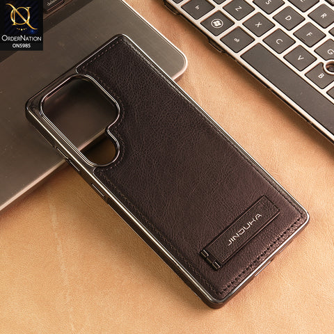 Samsung Galaxy S25 Ultra Cover -  Black - New JINDUKA Luxury Metallic Frame Leather Protective Case With Kickstand