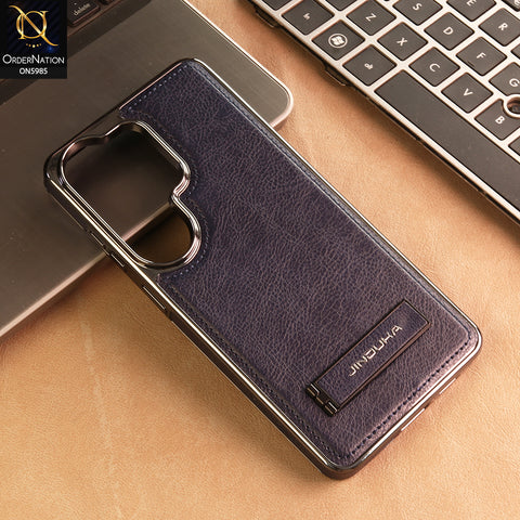 Samsung Galaxy S26 Ultra Cover -  Blue - New JINDUKA Luxury Metallic Frame Leather Protective Case With Kickstand