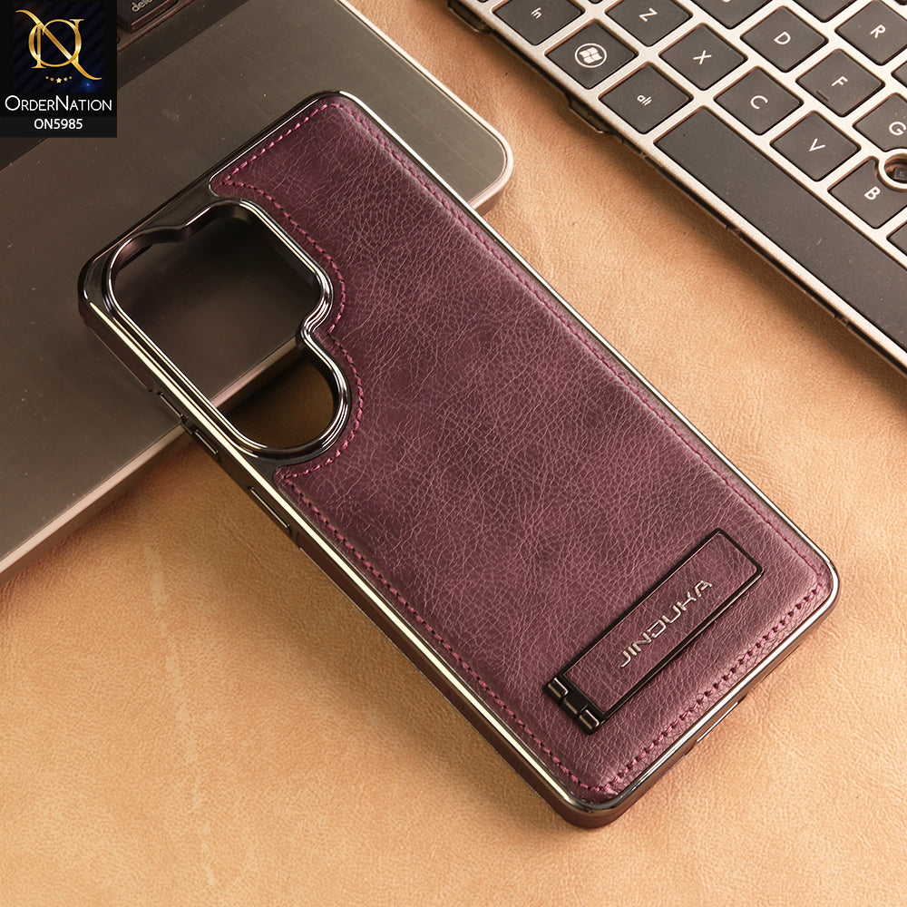 Samsung Galaxy S26 Ultra Cover -  Purple - New JINDUKA Luxury Metallic Frame Leather Protective Case With Kickstand