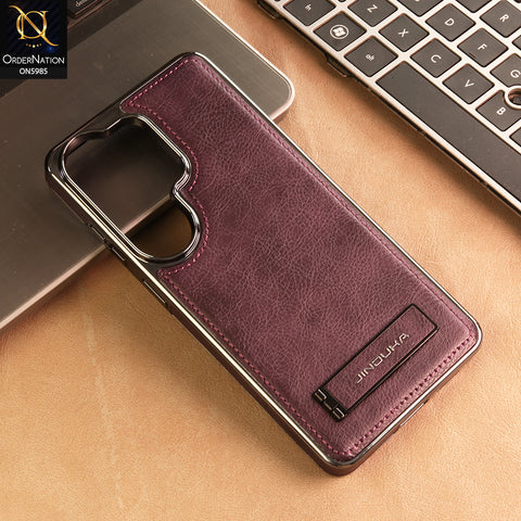 Samsung Galaxy S26 Ultra Cover -  Purple - New JINDUKA Luxury Metallic Frame Leather Protective Case With Kickstand