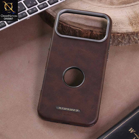iPhone 17 Pro Max - Coffee Brown - New Rimbmax Luxury Shockproof Leather Case with Camera Protection
