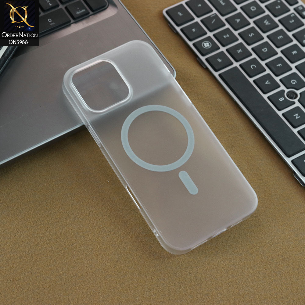 iPhone 16 Pro Max Cover - White -  New High Grade Semi Transparent Hard Case With Magsafe