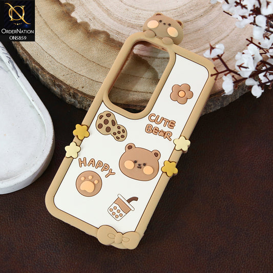 Vivo Y19s Cover - Brown -  New Stingy 3D Ultra Slushy Cute Bear Case