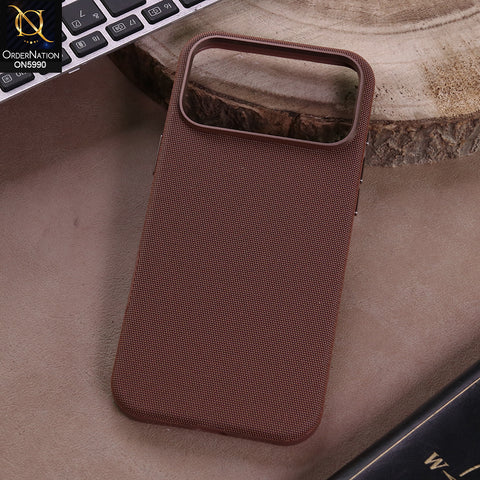 iPhone 17 Pro Max - Brown - New Rimbmax Luxury Premium Micro-Dot Textured Protective Back Cover