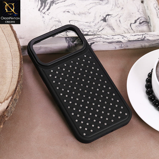 iPhone 17 Pro Cover - Black -  New CLassic Small Shiny Crystals Fine Case With Metal Camera Ring