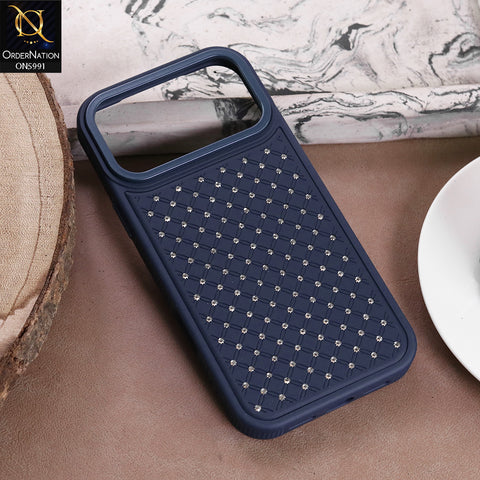 iPhone 17 Pro Max Cover - Blue -  New CLassic Small Shiny Crystals Fine Case With Metal Camera Ring