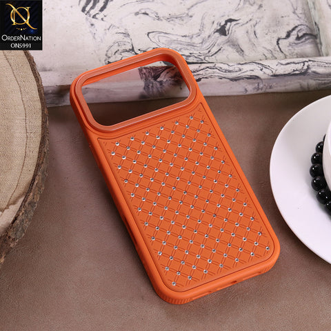 iPhone 17 Pro Max Cover - Orange -  New CLassic Small Shiny Crystals Fine Case With Metal Camera Ring