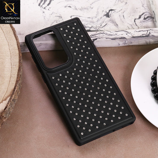 Samsung Galaxy S23 Ultra Cover - Black -  New CLassic Small Shiny Crystals Fine Case With Metal Camera Ring