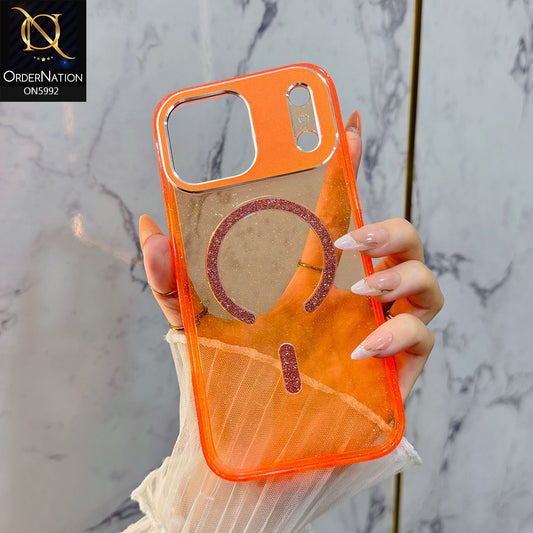 iPhone 17 Pro Max Cover - Orange - New Premium Crystal Glitter Case with MegaSafe Magnetic Ring
