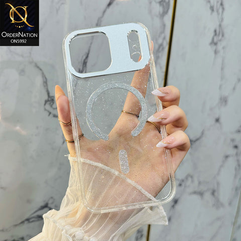iPhone 17 Pro Max Cover - White - New Premium Crystal Glitter Case with MegaSafe Magnetic Ring