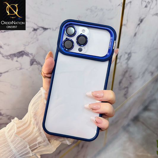 iPhone 17 Pro Max Cover - Blue - New Crystal Metal Stand Case With Camera Lens Protector