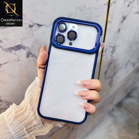 iPhone 17 Pro Max Cover - Blue - New Crystal Metal Stand Case With Camera Lens Protector