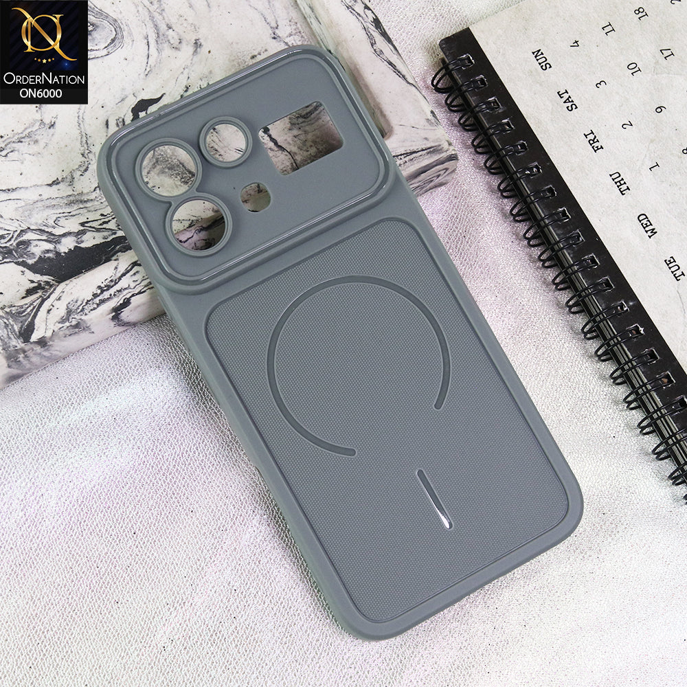Infinix Note 60 Cover - Grey - Premium MagSafe Design Silicone Back Cover