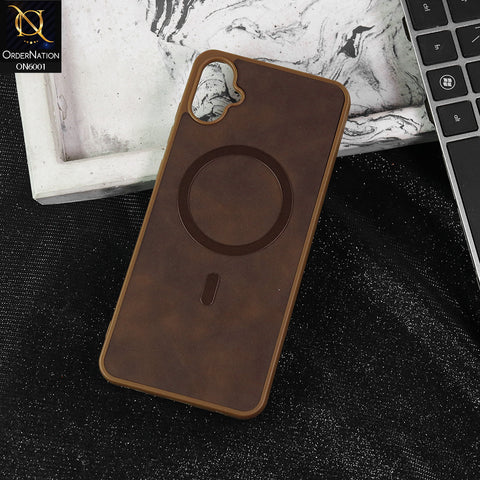 Samsung Galaxy A06 Cover - Brown -  New Premium Matte Soft Leather Feel Case With Soft Borders and MagSafe Design