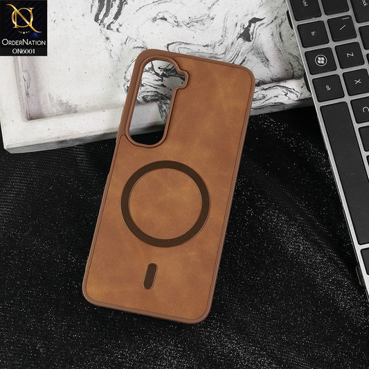 Infinix Hot 60i 4G Cover - Brown -  New Premium Matte Soft Leather Feel Case With Soft Borders and MagSafe Design