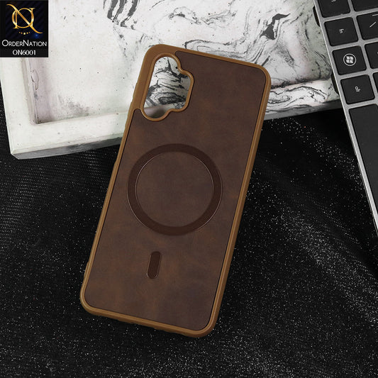 Samsung Galaxy A13 Cover - Brown -  New Premium Matte Soft Leather Feel Case With Soft Borders and MagSafe Design