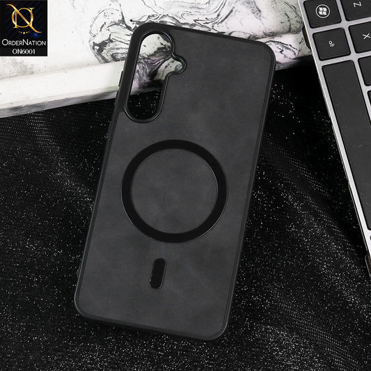 Samsung Galaxy A34 5G Cover - Black -  New Premium Matte Soft Leather Feel Case With Soft Borders and MagSafe Design