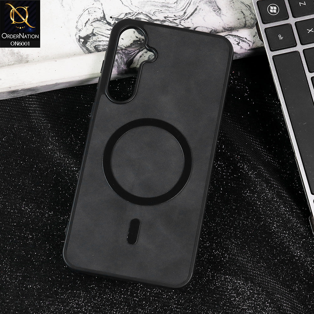 Samsung Galaxy A24 4G Cover - Black -  New Premium Matte Soft Leather Feel Case With Soft Borders and MagSafe Design