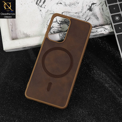 Samsung Galaxy A33 5G Cover - Brown -  New Premium Matte Soft Leather Feel Case With Soft Borders and MagSafe Design