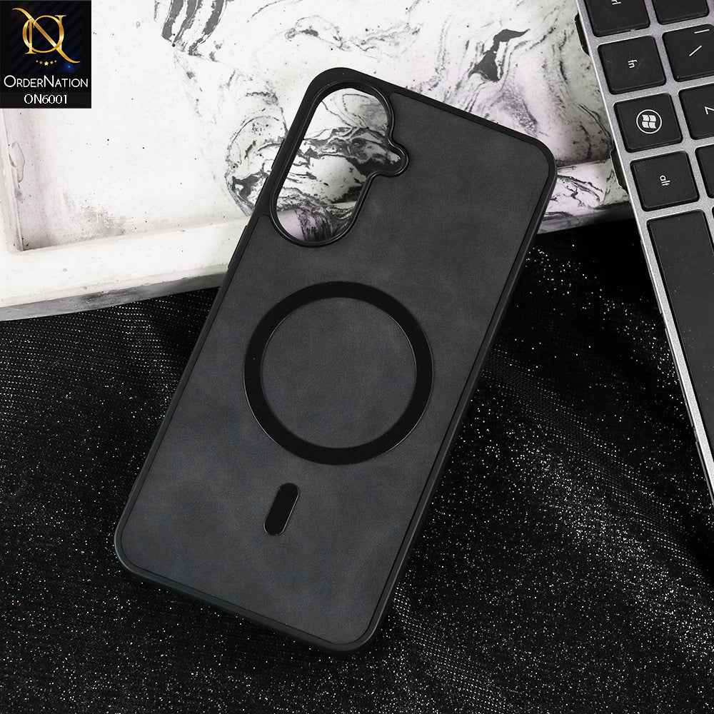 Samsung Galaxy M17 Cover - Black -  New Premium Matte Soft Leather Feel Case With Soft Borders and MagSafe Design