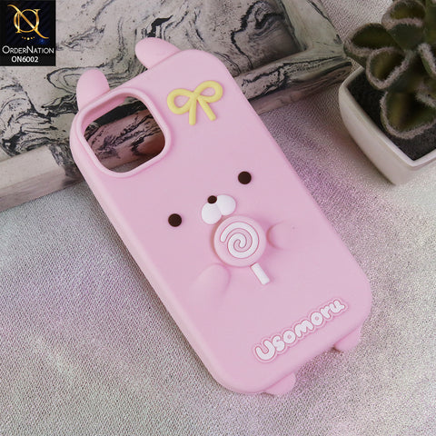 iPhone 14 Cover - Pink - Premium Kawaii Bear Lollipop Silicone Case