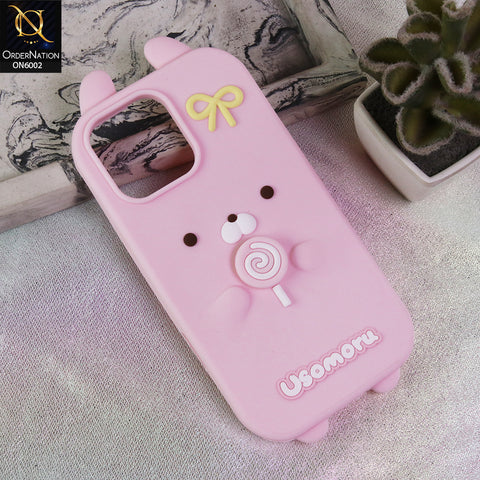 iPhone 16 Pro Max Cover - Pink - Premium Kawaii Bear Lollipop Silicone Case