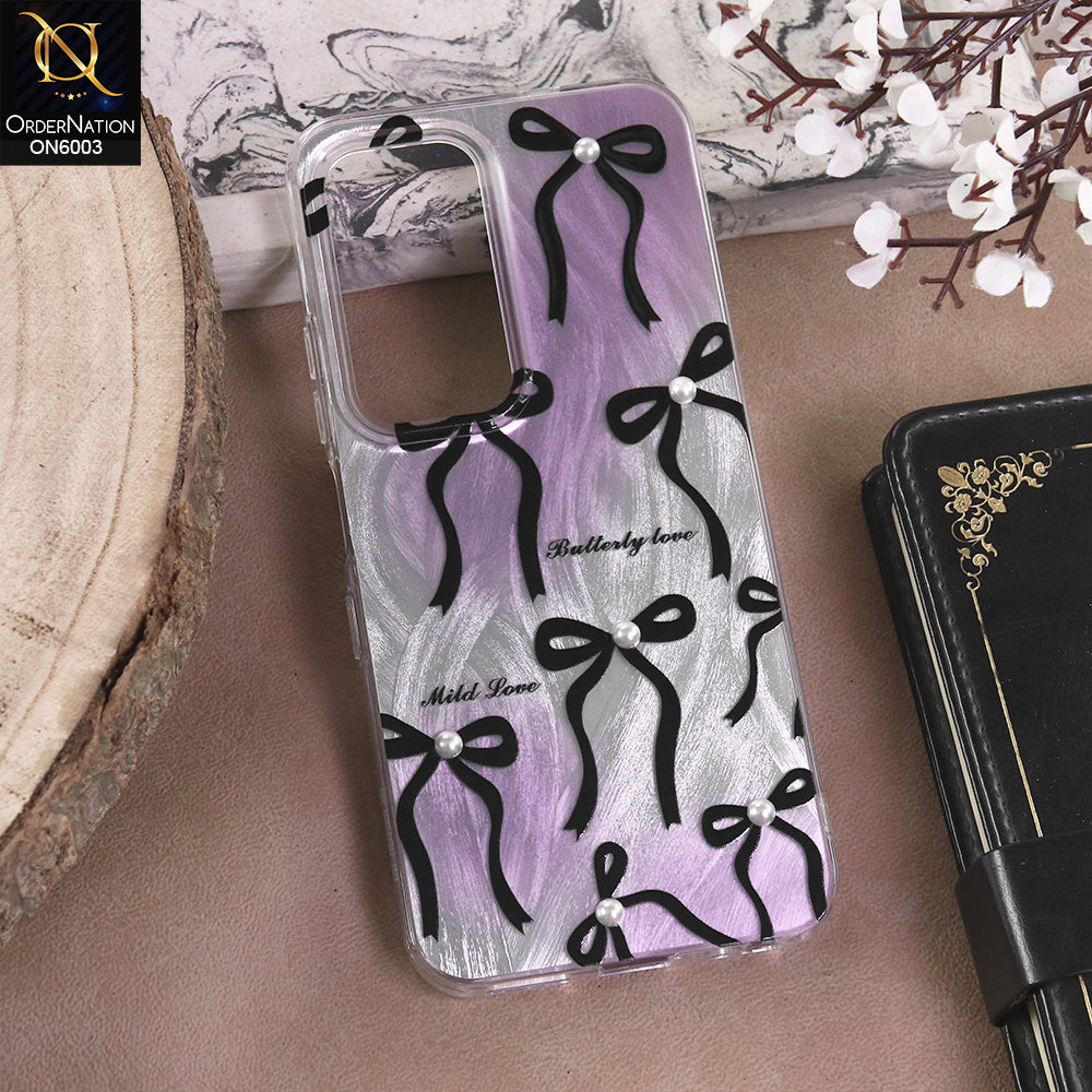 Infinix Hot 60i 4G - Black - New Luxury Coquette Phone Case Lavender Marble & Pearl Bows
